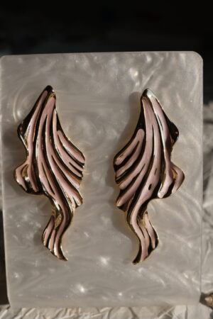 Pembe Mineli Gold Küpe