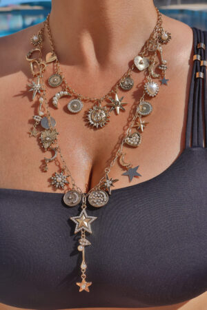 İkili Gökyüzü Detaylı Charm Kolye